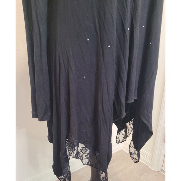 VTG Y2K Embellished Lace Blouse Black Stevie Nicks Witch Fairycore Piratecore XL - Picture 5 of 13